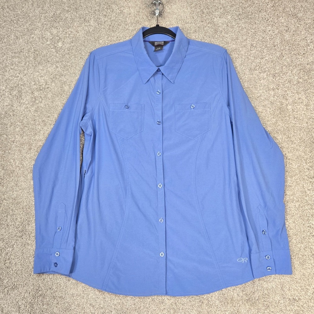 Outdoor Research Shirt Women Large Wayward blue Long Sleeve lightweight hiking